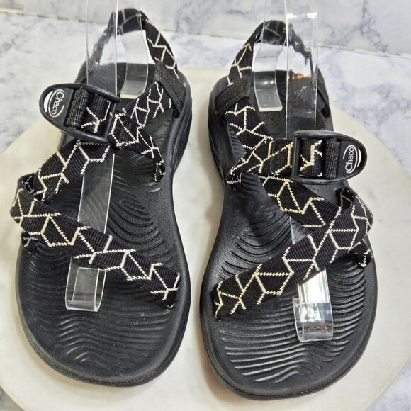 Chaco Z/Volv Sandals Women 7 Penrose Black Geometric Hiking Adjustable Gorpcore - Picture 3 of 9